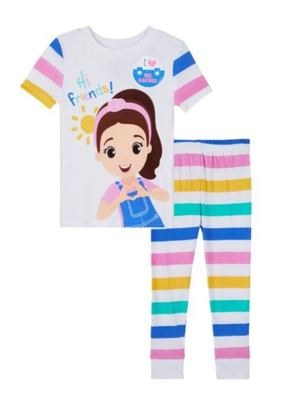 Ms. Rachel Toddler 2 Piece Short Sleeve Top & Pants Pajama Set 18 MO. Rainbow